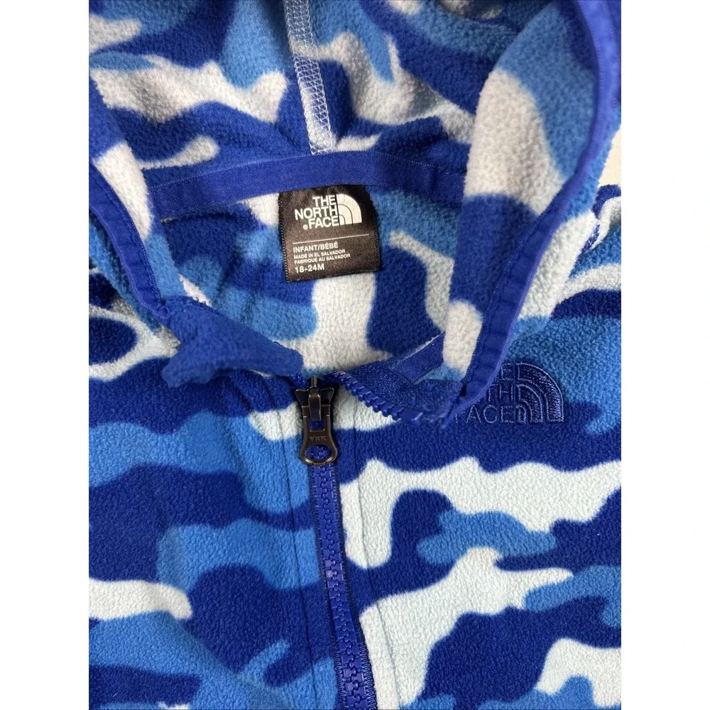 The North Face Baby Infant Fleece Full Zip Hoodie Jacket Size 18-24 Months Blue